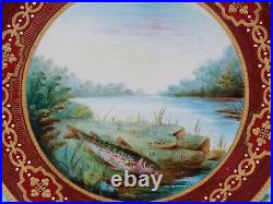 Royal Crown Derby Hand Painted Fish Gold & White Beaded & Red 9 1/8 Inch Plate A