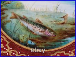 Royal Crown Derby Hand Painted Fish Gold & White Beaded & Red 9 1/8 Inch Plate A