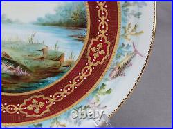 Royal Crown Derby Hand Painted Fish Gold & White Beaded & Red 9 1/8 Inch Plate A