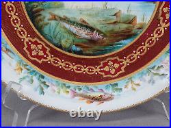 Royal Crown Derby Hand Painted Fish Gold & White Beaded & Red 9 1/8 Inch Plate A