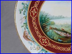 Royal Crown Derby Hand Painted Fish Gold & White Beaded & Red 9 1/8 Inch Plate A