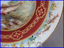 Royal Crown Derby Hand Painted Fish Gold & White Beaded & Red 9 1/8 Inch Plate B