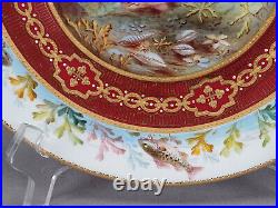 Royal Crown Derby Hand Painted Fish Gold & White Beaded & Red 9 1/8 Inch Plate B