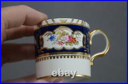 Royal Crown Derby Hand Painted Floral Cobalt & Gold Demitasse Cup & Saucer 1938