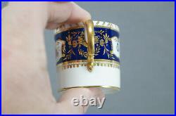 Royal Crown Derby Hand Painted Floral Cobalt & Gold Demitasse Cup & Saucer 1938