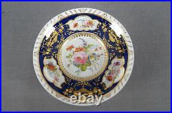 Royal Crown Derby Hand Painted Floral Cobalt & Gold Demitasse Cup & Saucer 1938