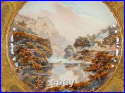 Royal Crown Derby Hand Painted High Tor, Matlock E Trowell Raised Gold Plate