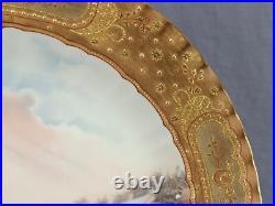 Royal Crown Derby Hand Painted High Tor, Matlock E Trowell Raised Gold Plate