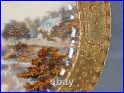 Royal Crown Derby Hand Painted High Tor, Matlock E Trowell Raised Gold Plate