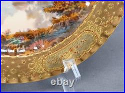 Royal Crown Derby Hand Painted High Tor, Matlock E Trowell Raised Gold Plate