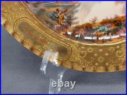 Royal Crown Derby Hand Painted High Tor, Matlock E Trowell Raised Gold Plate