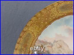 Royal Crown Derby Hand Painted High Tor, Matlock E Trowell Raised Gold Plate