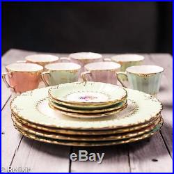 Royal Crown Derby Hand Painted PASTEL 8 Demitasse Trio Settings Cup Saucer Plate