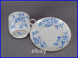 Royal Crown Derby Hawthorne Blue White & Gold Coffee Cup & Saucer C. 1888