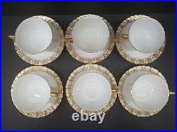 Royal Crown Derby Heraldic Gold A1066 Tea Cup Saucer Green stamp 17 Sets England