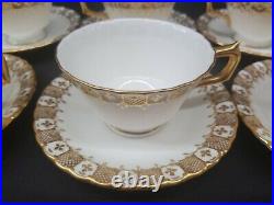 Royal Crown Derby Heraldic Gold A1066 Tea Cup Saucer Green stamp 17 Sets England