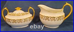 Royal Crown Derby Heraldic Gold Cream & Sugar Bowl Set w Lid 1956-1978