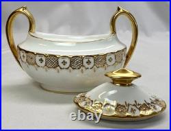 Royal Crown Derby Heraldic Gold Creamer & Sugar Bowl Bone China England NICE