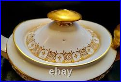 Royal Crown Derby Heraldic Gold Large Teapot Creamer Sugar Bowl Lid Set Rare HTF