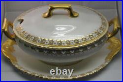 Royal Crown Derby Heraldic Gold Tureen WithLid & Underplate