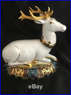 Royal Crown Derby Heraldic White Hart Stag Paperweight Goviers Ltd Ed BoxedCOA