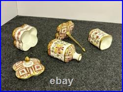 Royal Crown Derby Honeysuckle Trinket Box, Bud Vase, Ring Holder, and Vase