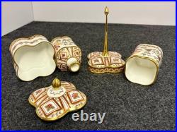 Royal Crown Derby Honeysuckle Trinket Box, Bud Vase, Ring Holder, and Vase