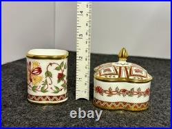 Royal Crown Derby Honeysuckle Trinket Box, Bud Vase, Ring Holder, and Vase