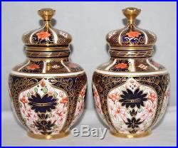 Royal Crown Derby Imari 1128 A Pair of Covered Temple Vases 1913/18