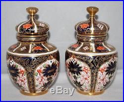 Royal Crown Derby Imari 1128 A Pair of Covered Temple Vases 1913/18