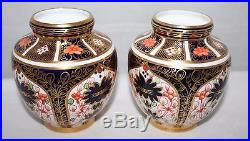 Royal Crown Derby Imari 1128 A Pair of Covered Temple Vases 1913/18