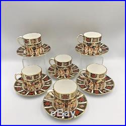 Royal Crown Derby Imari 1128 Coffee Can/Cup & Saucer Matching Set Of 6 1st