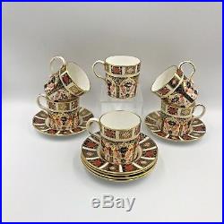 Royal Crown Derby Imari 1128 Coffee Can/Cup & Saucer Matching Set Of 6 1st