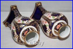 Royal Crown Derby Imari 1128 Pair of 3 Legged Amphora Vases 1909 vgc