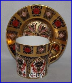 Royal Crown Derby Imari 1128 Solid Gold Band Coffee Cup & Saucer 1st/vgc