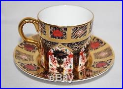 Royal Crown Derby Imari 1128 Solid Gold Band Coffee Cup & Saucer 1st/vgc