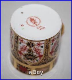 Royal Crown Derby Imari 1128 Solid Gold Band Coffee Cup & Saucer 1st/vgc