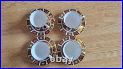 Royal Crown Derby Imari 1128 Teacup with Saucers set of 4 high tea mint vintage