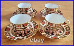 Royal Crown Derby Imari 1128 Teacup with Saucers set of 4 high tea mint vintage