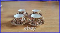 Royal Crown Derby Imari 1128 Teacup with Saucers set of 4 high tea mint vintage