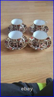 Royal Crown Derby Imari 1128 Teacup with Saucers set of 4 high tea mint vintage