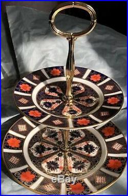 Royal Crown Derby Imari 1128 Two Tier Cake Stand Excellent Back stamps differ
