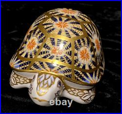 Royal Crown Derby Imari 2005 Indian Star Tortoise Paperweight Gold Stopper