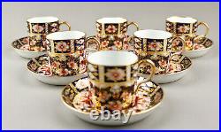 Royal Crown Derby Imari 2451 Demitasse Coffee Cans Cups & Saucers X 6 1st C. 1937