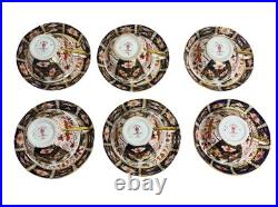 Royal Crown Derby Imari #2451 Footed Cup & Saucer Set of 6 England VGUC