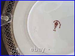 Royal Crown Derby Imari #2451 Plate with Sterling Silver Lattice Rim 9.5 1914