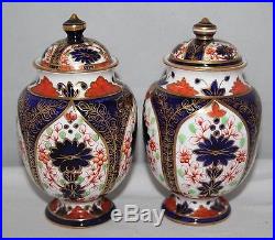 Royal Crown Derby Imari 876 A Pair of Covered Ovoid Vases c1880