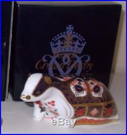 Royal Crown Derby Imari Badger paperweight First Quality Boxed, Romany Interest