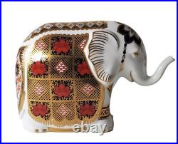 Royal Crown Derby Imari Elephant Paperweight Figurine Gold Stopper