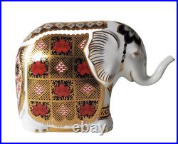 Royal Crown Derby Imari Elephant Paperweight Figurine Gold Stopper